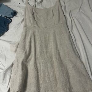 Light Beige Linen-Blend A-Line Dress
